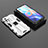 Funda Bumper Silicona y Plastico Mate Carcasa con Magnetico Soporte KC1 para Xiaomi Redmi Note 11T 5G Plata