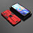 Funda Bumper Silicona y Plastico Mate Carcasa con Magnetico Soporte KC1 para Xiaomi Redmi Note 11T 5G Rojo