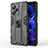 Funda Bumper Silicona y Plastico Mate Carcasa con Magnetico Soporte KC1 para Xiaomi Redmi Note 12 Pro+ Plus 5G Negro