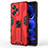 Funda Bumper Silicona y Plastico Mate Carcasa con Magnetico Soporte KC1 para Xiaomi Redmi Note 12 Pro+ Plus 5G Rojo