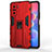 Funda Bumper Silicona y Plastico Mate Carcasa con Magnetico Soporte KC2 para Xiaomi Mi 11X Pro 5G Rojo