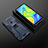 Funda Bumper Silicona y Plastico Mate Carcasa con Magnetico Soporte KC2 para Xiaomi Redmi 10X 4G Azul