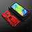 Funda Bumper Silicona y Plastico Mate Carcasa con Magnetico Soporte KC2 para Xiaomi Redmi 10X 4G Rojo