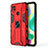 Funda Bumper Silicona y Plastico Mate Carcasa con Magnetico Soporte KC2 para Xiaomi Redmi 9 India Rojo