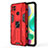 Funda Bumper Silicona y Plastico Mate Carcasa con Magnetico Soporte KC2 para Xiaomi Redmi 9C NFC Rojo