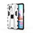 Funda Bumper Silicona y Plastico Mate Carcasa con Magnetico Soporte KC2 para Xiaomi Redmi Note 10 4G Blanco