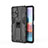 Funda Bumper Silicona y Plastico Mate Carcasa con Magnetico Soporte KC2 para Xiaomi Redmi Note 10 Pro Max Negro