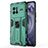 Funda Bumper Silicona y Plastico Mate Carcasa con Magnetico Soporte KC3 para Vivo X80 5G Verde