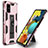 Funda Bumper Silicona y Plastico Mate Carcasa con Magnetico Soporte MQ1 para Samsung Galaxy A51 4G Oro Rosa