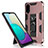 Funda Bumper Silicona y Plastico Mate Carcasa con Magnetico Soporte MQ1 para Samsung Galaxy M02 Oro Rosa