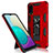 Funda Bumper Silicona y Plastico Mate Carcasa con Magnetico Soporte MQ1 para Samsung Galaxy M02 Rojo