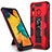 Funda Bumper Silicona y Plastico Mate Carcasa con Magnetico Soporte MQ1 para Samsung Galaxy M10S Rojo