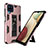Funda Bumper Silicona y Plastico Mate Carcasa con Magnetico Soporte MQ1 para Samsung Galaxy M12 Oro Rosa