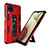 Funda Bumper Silicona y Plastico Mate Carcasa con Magnetico Soporte MQ1 para Samsung Galaxy M12 Rojo