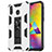 Funda Bumper Silicona y Plastico Mate Carcasa con Magnetico Soporte MQ1 para Samsung Galaxy M20 Blanco