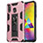 Funda Bumper Silicona y Plastico Mate Carcasa con Magnetico Soporte MQ1 para Samsung Galaxy M20 Oro Rosa