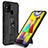 Funda Bumper Silicona y Plastico Mate Carcasa con Magnetico Soporte MQ1 para Samsung Galaxy M21s Negro