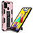 Funda Bumper Silicona y Plastico Mate Carcasa con Magnetico Soporte MQ1 para Samsung Galaxy M21s Oro Rosa