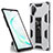 Funda Bumper Silicona y Plastico Mate Carcasa con Magnetico Soporte MQ1 para Samsung Galaxy Note 10 Plus 5G Plata
