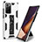 Funda Bumper Silicona y Plastico Mate Carcasa con Magnetico Soporte MQ1 para Samsung Galaxy Note 20 Ultra 5G Blanco