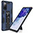 Funda Bumper Silicona y Plastico Mate Carcasa con Magnetico Soporte MQ1 para Samsung Galaxy S20 FE 5G Azul