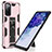 Funda Bumper Silicona y Plastico Mate Carcasa con Magnetico Soporte MQ1 para Samsung Galaxy S20 FE 5G Oro Rosa