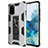 Funda Bumper Silicona y Plastico Mate Carcasa con Magnetico Soporte MQ1 para Samsung Galaxy S20 Plus 5G Plata