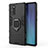 Funda Bumper Silicona y Plastico Mate Carcasa con Magnetico Soporte N01 para Samsung Galaxy Note 20 5G Negro