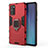 Funda Bumper Silicona y Plastico Mate Carcasa con Magnetico Soporte N01 para Samsung Galaxy Note 20 5G Rojo