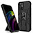 Funda Bumper Silicona y Plastico Mate Carcasa con Magnetico Soporte para Apple iPhone 12 Mini Negro