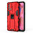 Funda Bumper Silicona y Plastico Mate Carcasa con Magnetico Soporte para Oppo A74 4G Rojo