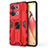 Funda Bumper Silicona y Plastico Mate Carcasa con Magnetico Soporte para Oppo Reno8 Pro+ Plus 5G Rojo