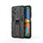 Funda Bumper Silicona y Plastico Mate Carcasa con Magnetico Soporte para Samsung Galaxy F52 5G Negro