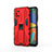 Funda Bumper Silicona y Plastico Mate Carcasa con Magnetico Soporte para Samsung Galaxy F52 5G Rojo