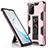 Funda Bumper Silicona y Plastico Mate Carcasa con Magnetico Soporte para Samsung Galaxy Note 20 Ultra 5G Oro Rosa