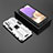 Funda Bumper Silicona y Plastico Mate Carcasa con Magnetico Soporte T01 para Samsung Galaxy M32 5G Blanco