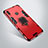 Funda Bumper Silicona y Plastico Mate Carcasa con Soporte A01 para Huawei Honor 10 Lite Rojo