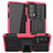 Funda Bumper Silicona y Plastico Mate Carcasa con Soporte A01 para Motorola Moto Edge 20 Pro 5G Rosa Roja