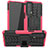 Funda Bumper Silicona y Plastico Mate Carcasa con Soporte A01 para Motorola Moto Edge Lite 5G Rosa Roja