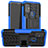 Funda Bumper Silicona y Plastico Mate Carcasa con Soporte A01 para Motorola Moto G10 Power Azul