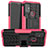 Funda Bumper Silicona y Plastico Mate Carcasa con Soporte A01 para Motorola Moto G30 Rosa Roja