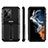 Funda Bumper Silicona y Plastico Mate Carcasa con Soporte A02 para Samsung Galaxy S22 Ultra 5G Negro