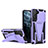 Funda Bumper Silicona y Plastico Mate Carcasa con Soporte A03 para Samsung Galaxy S21 Plus 5G Morado