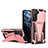 Funda Bumper Silicona y Plastico Mate Carcasa con Soporte A03 para Samsung Galaxy S22 5G Oro Rosa