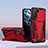 Funda Bumper Silicona y Plastico Mate Carcasa con Soporte A04 para Samsung Galaxy S22 Plus 5G Rojo