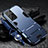 Funda Bumper Silicona y Plastico Mate Carcasa con Soporte A05 para Samsung Galaxy S21 Ultra 5G Azul