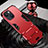 Funda Bumper Silicona y Plastico Mate Carcasa con Soporte A06 para Apple iPhone 13 Mini Rojo