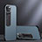 Funda Bumper Silicona y Plastico Mate Carcasa con Soporte A08 para Apple iPhone 13 Mini Azul