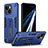 Funda Bumper Silicona y Plastico Mate Carcasa con Soporte H01X para Apple iPhone 13 Azul