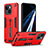 Funda Bumper Silicona y Plastico Mate Carcasa con Soporte H01X para Apple iPhone 13 Rojo